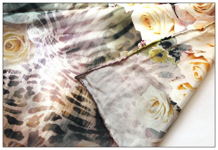 Digital Print Long Silk Scarf