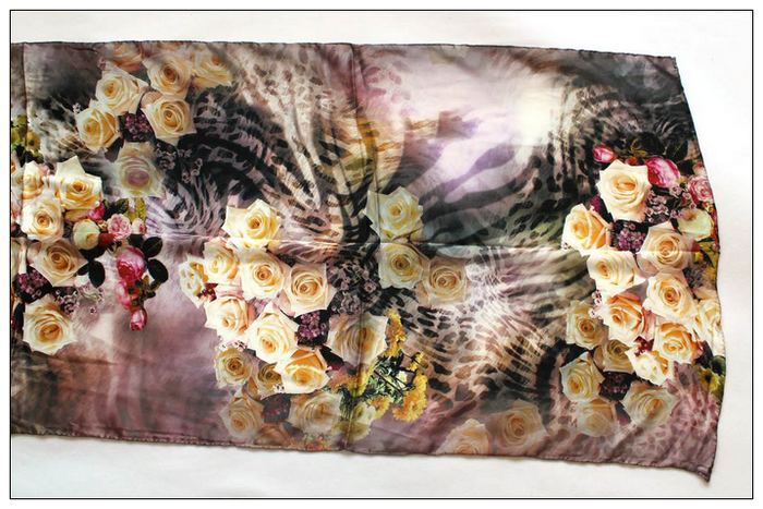 Digital Print Long Silk Scarf