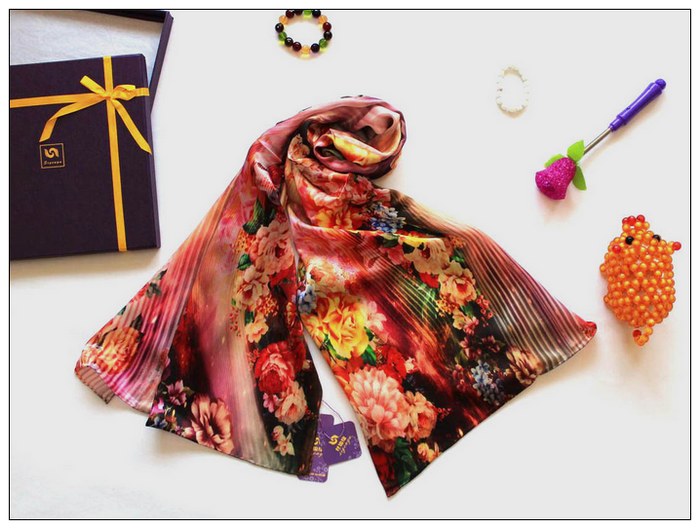 Digital Print Long Silk Scarf