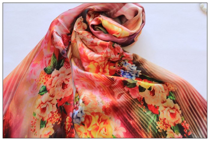 Digital Print Long Silk Scarf