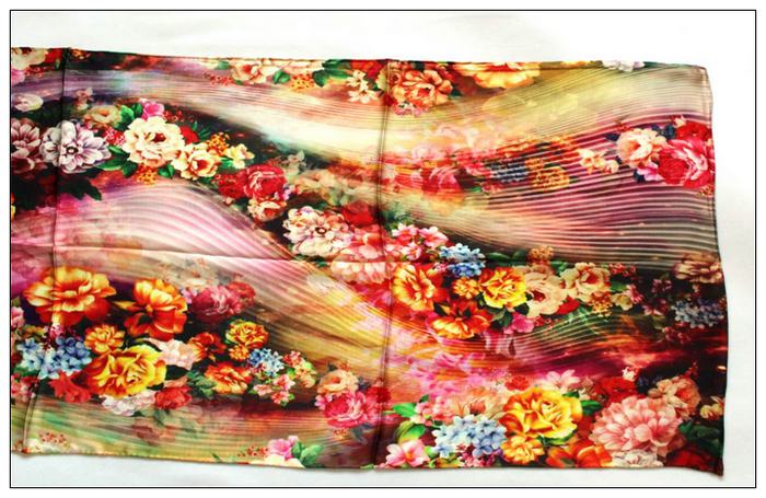 Digital Print Long Silk Scarf