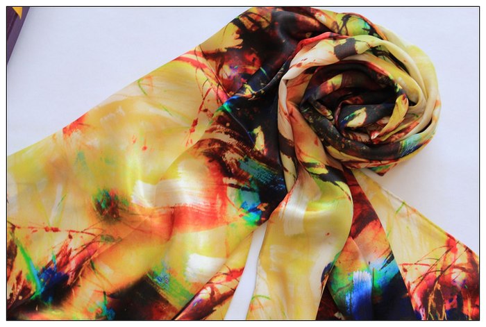 Digital Print Long Silk Scarf