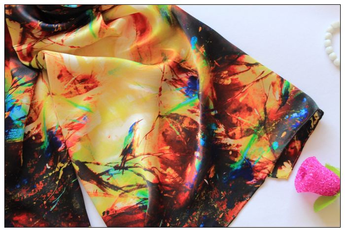 Digital Print Long Silk Scarf