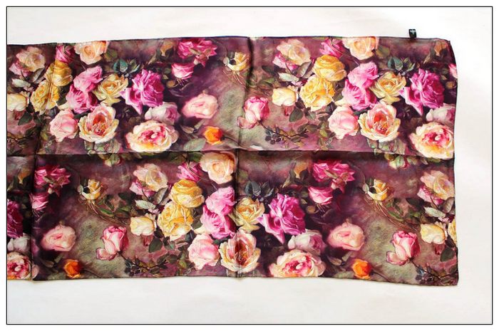 Digital Print Long Silk Scarf