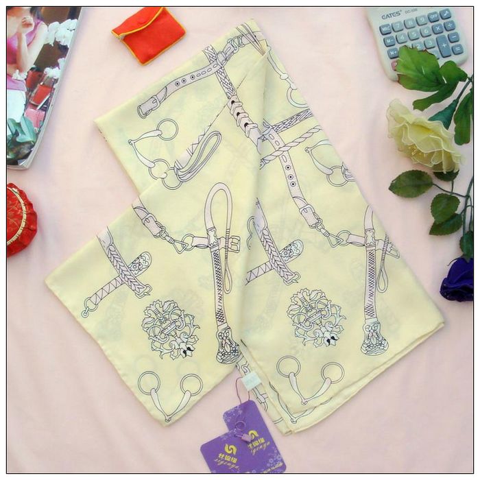 Strap Big Square Silk Twill Scarf 