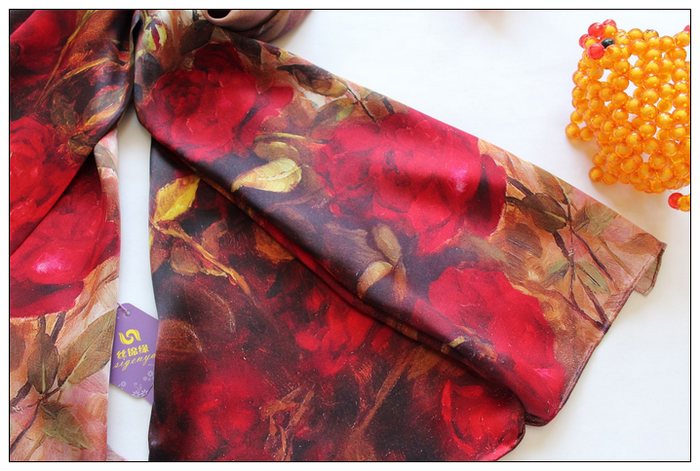Digital Print Long Silk Scarf 