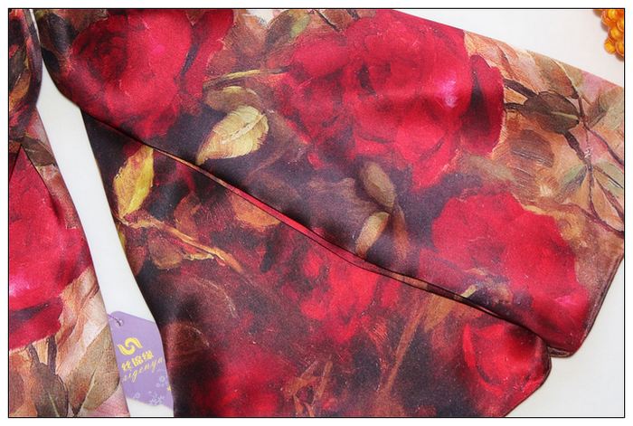 Digital Print Long Silk Scarf 