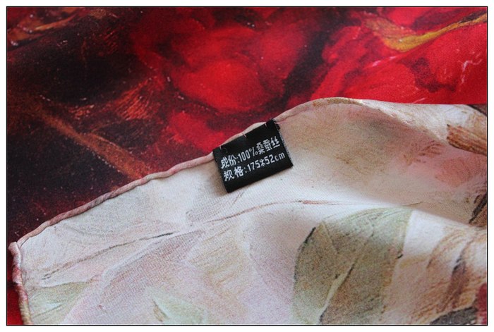 Digital Print Long Silk Scarf 