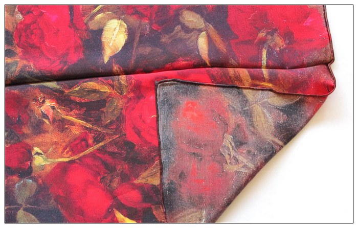 Digital Print Long Silk Scarf 