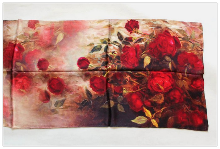 Digital Print Long Silk Scarf 