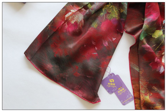 Digital Print Long Silk Scarf 