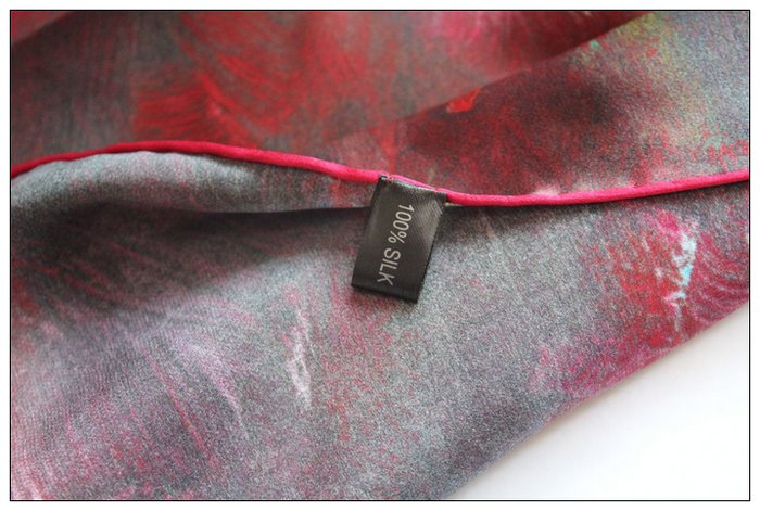 Digital Print Long Silk Scarf 