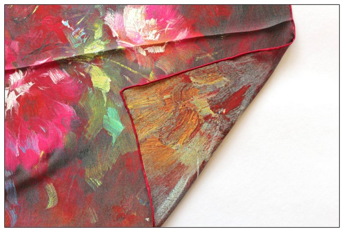 Digital Print Long Silk Scarf 