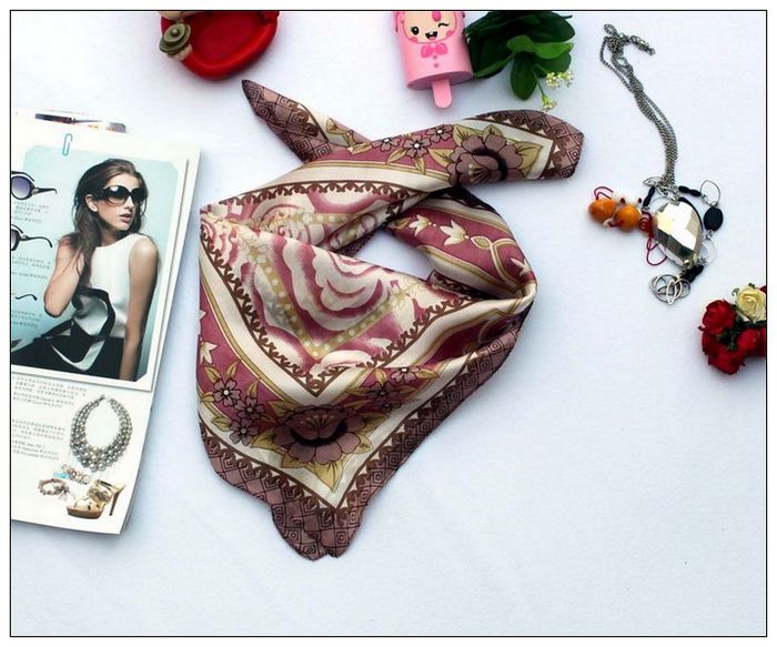 Rose Small Square Silk Scarf