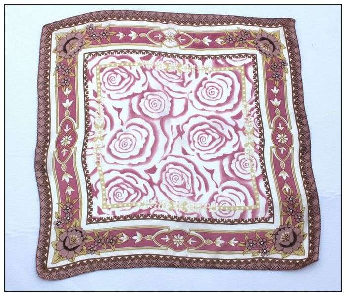 Rose Small Square Silk Scarf