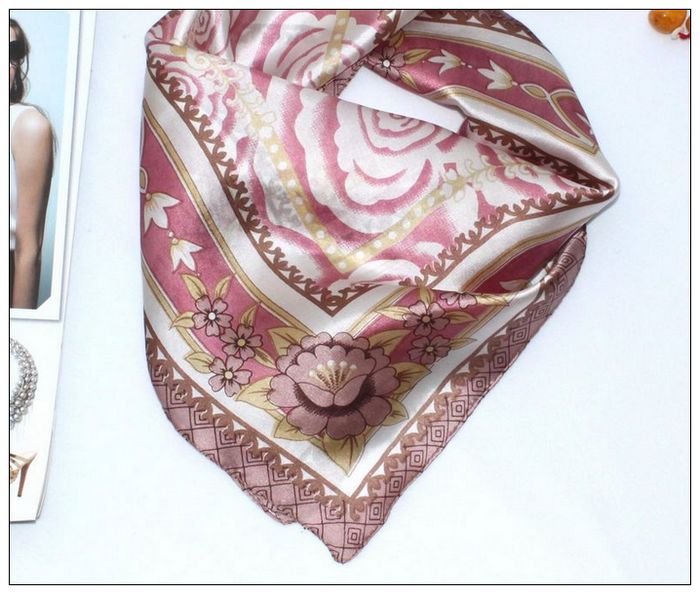 Rose Small Square Silk Scarf