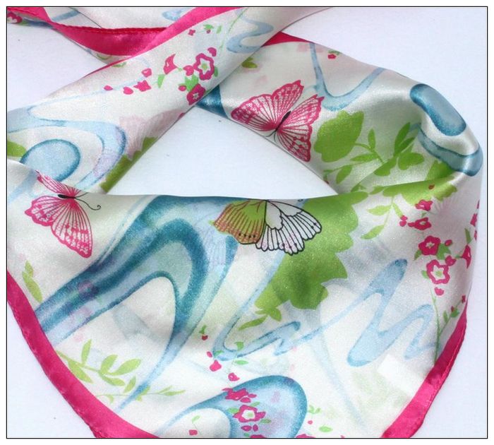 Butterfly Small Square Silk Scarf