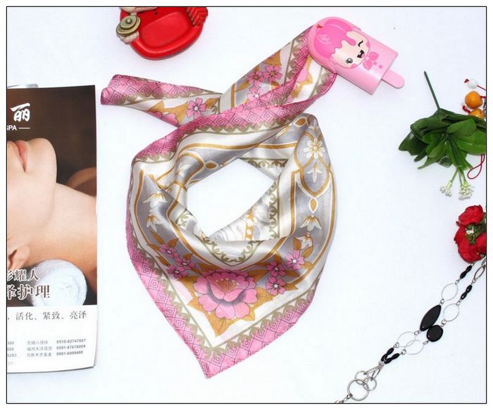 Rose Small Square Silk Scarf