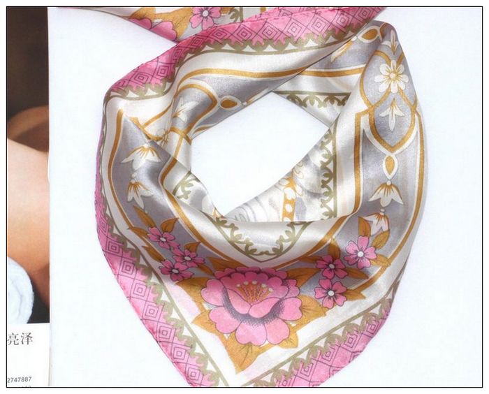 Rose Small Square Silk Scarf