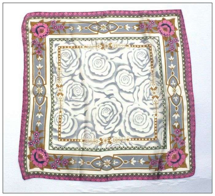 Rose Small Square Silk Scarf