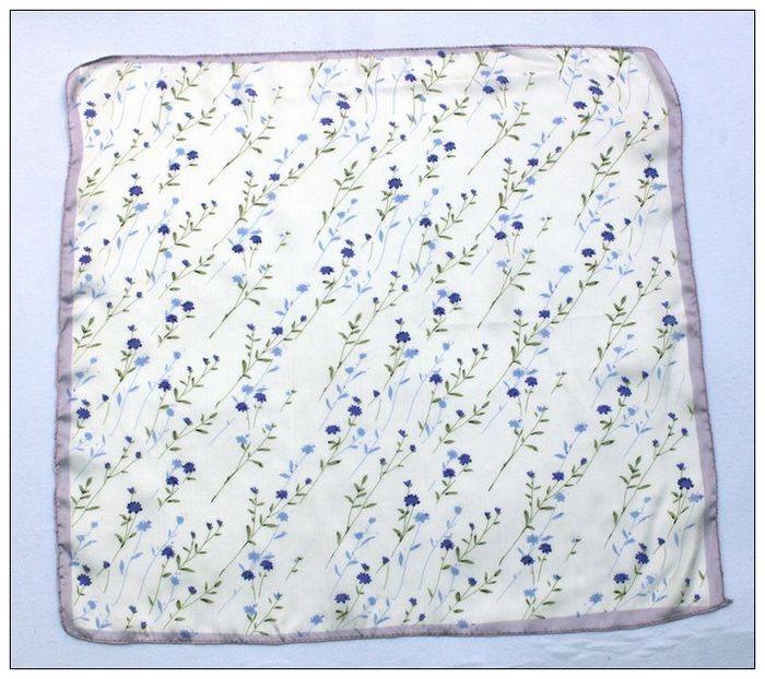 Floral Small Square Silk Scarf