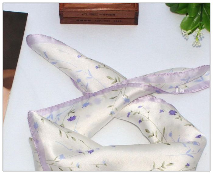 Floral Small Square Silk Scarf