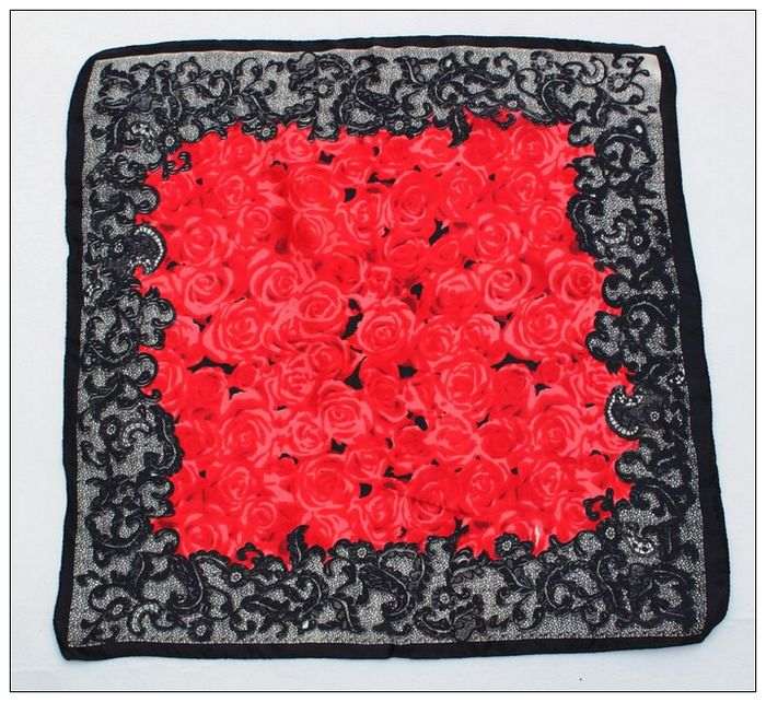 Rose Small Square Silk Scarf