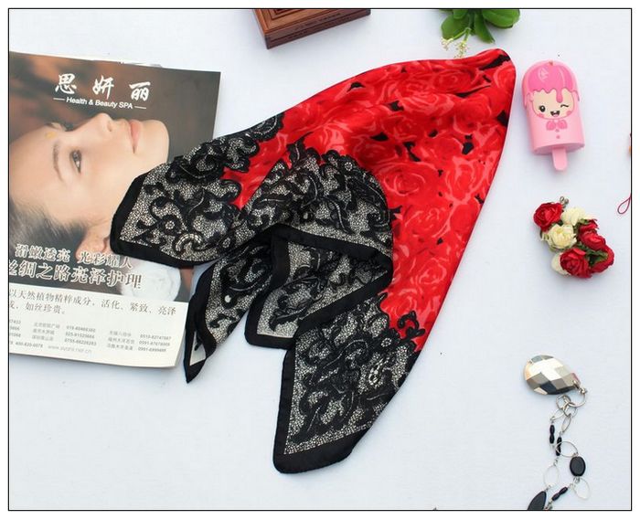 Rose Small Square Silk Scarf