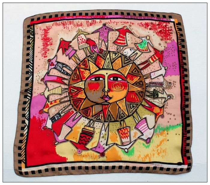 Sun Small Square Silk Scarf