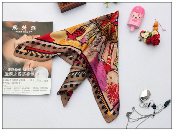 Sun Small Square Silk Scarf