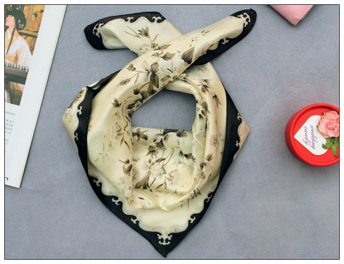 Flower Small Square Silk Scarf 