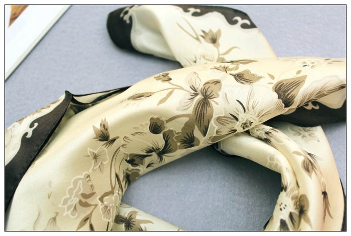 Flower Small Square Silk Scarf 