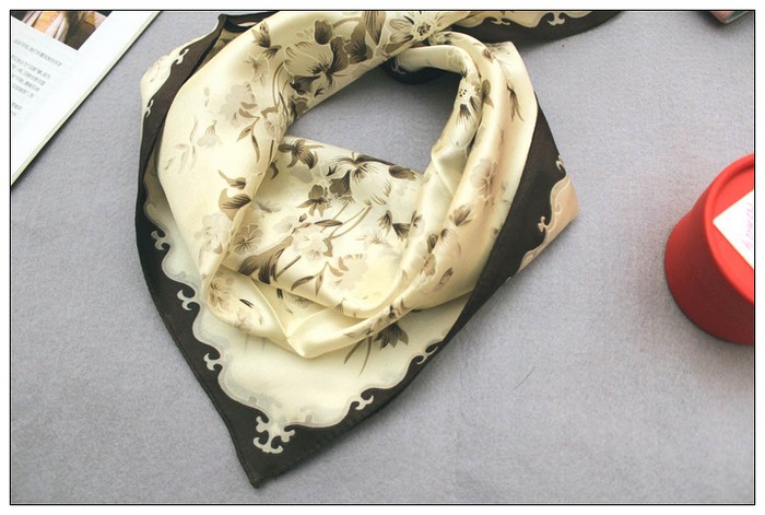 Flower Small Square Silk Scarf 