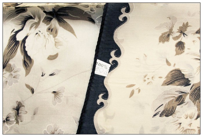 Flower Small Square Silk Scarf 