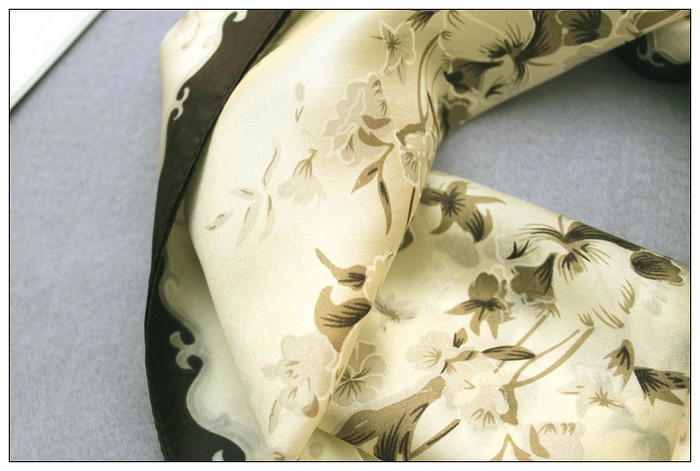 Flower Small Square Silk Scarf 