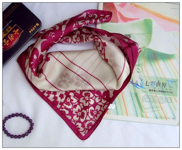 Flower Small Square Silk Scarf