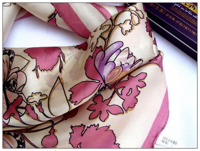Flower Small Square Silk Scarf 