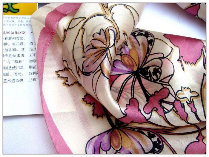 Flower Small Square Silk Scarf 
