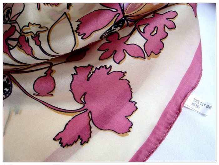 Flower Small Square Silk Scarf 