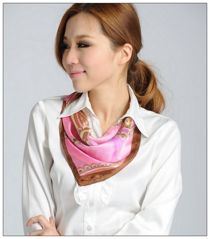 Stripe Small Square Silk Scarf