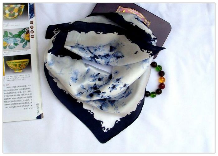 Flower Small Square Silk Scarf