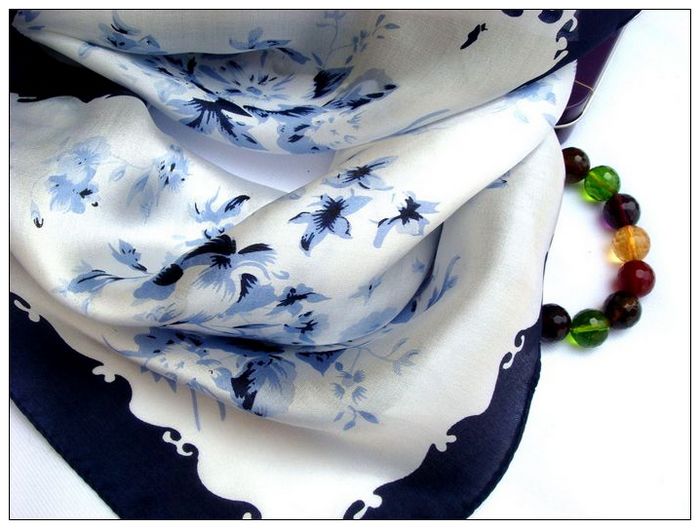 Flower Small Square Silk Scarf