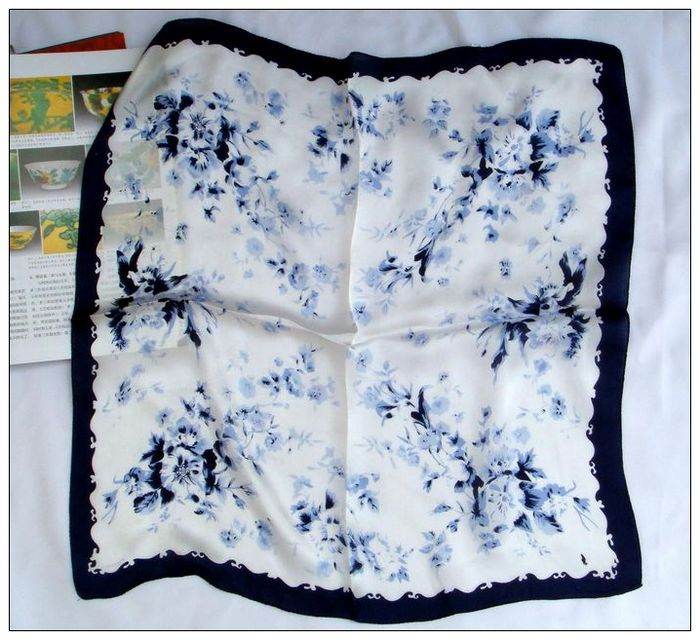 Flower Small Square Silk Scarf