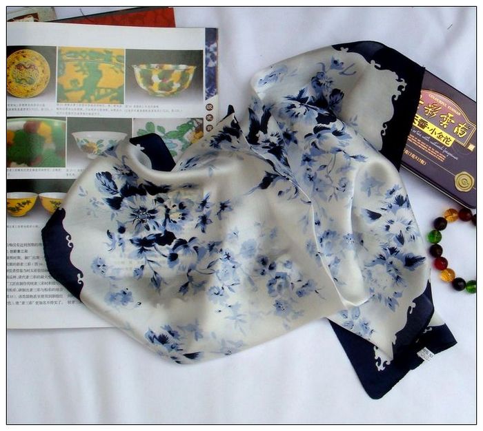 Flower Small Square Silk Scarf