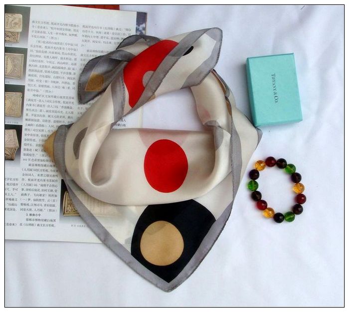 Dots Small Square Silk Scarf 