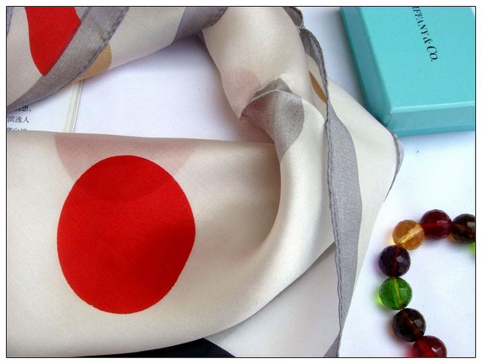 Dots Small Square Silk Scarf 