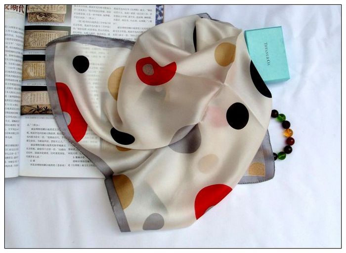 Dots Small Square Silk Scarf 