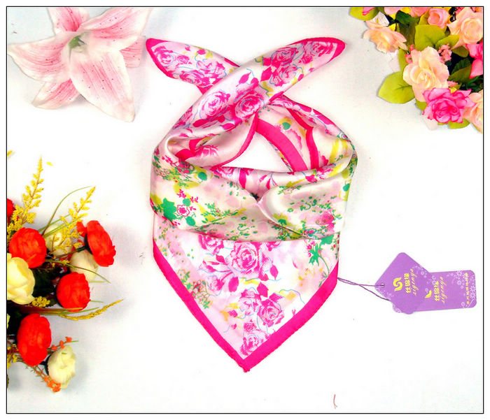 Rose Small Square Silk Scarf