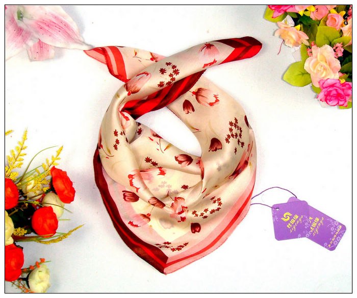 Flower Small Square Silk Scarf