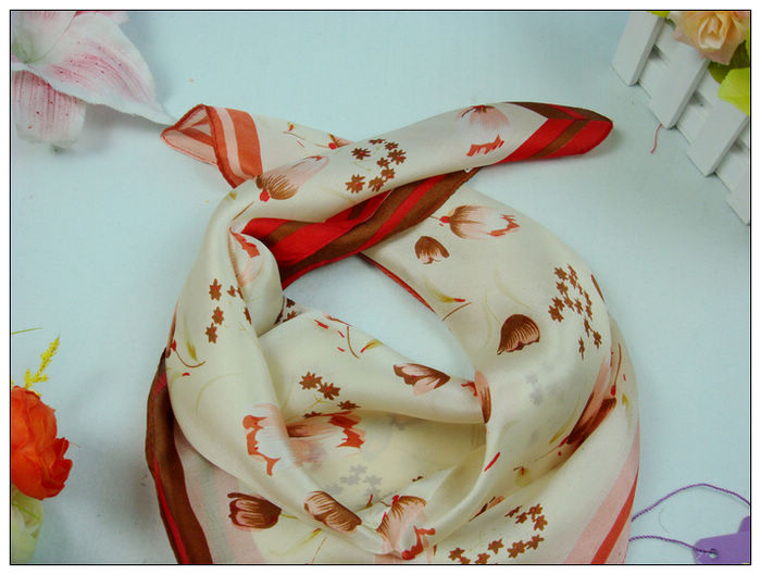 Flower Small Square Silk Scarf